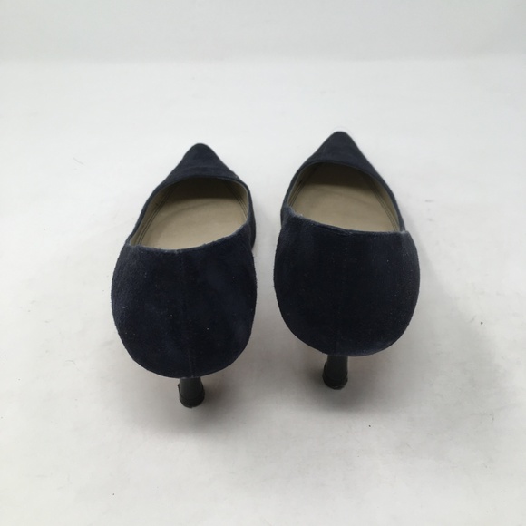 TALBOTS BLACK BLUE POINTED TOE SUEDE HEELS 6M - Picture 3 of 5